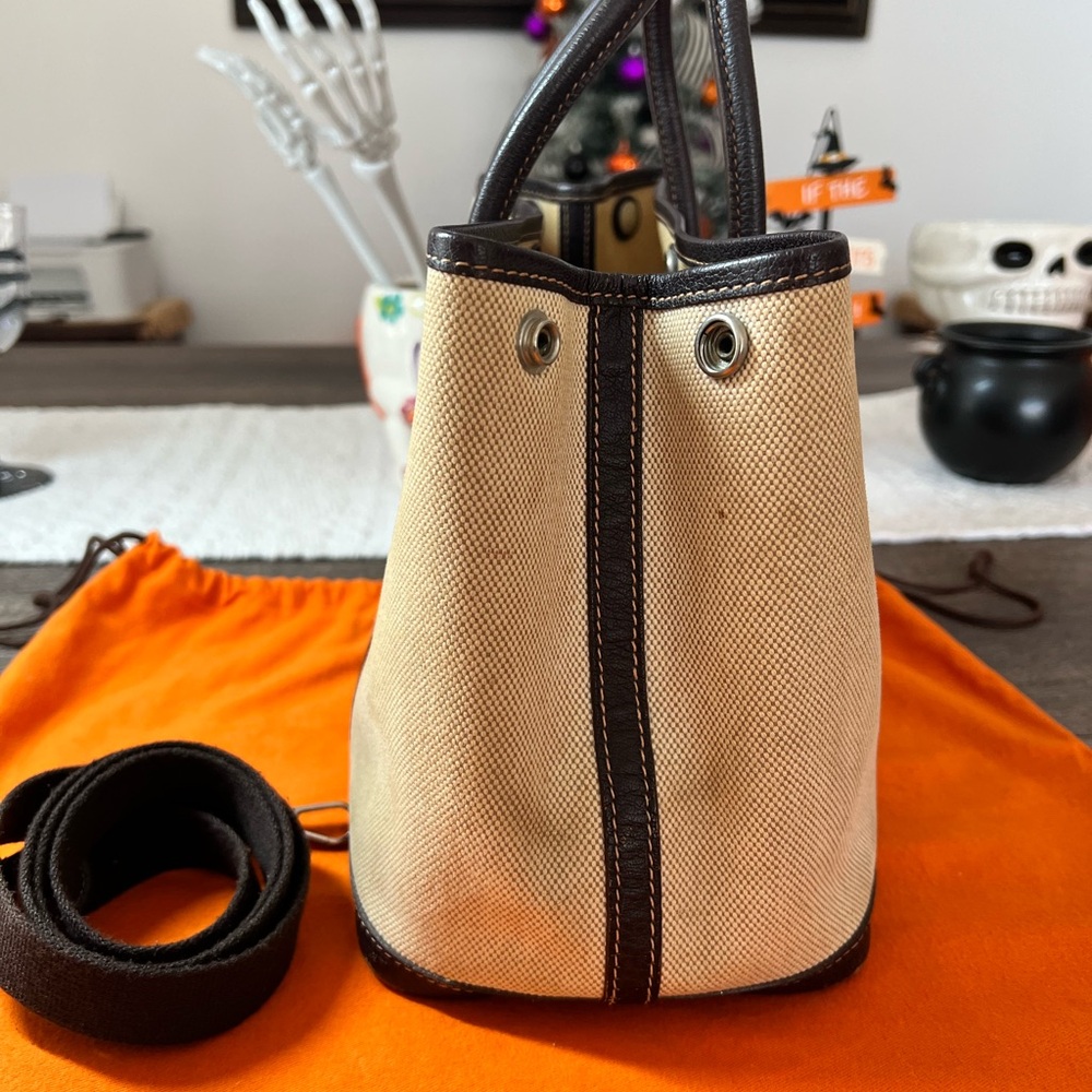 SALE!Hermes Garden Party Tan and Brown Canvas Tote Bag - Picture 4 of 14